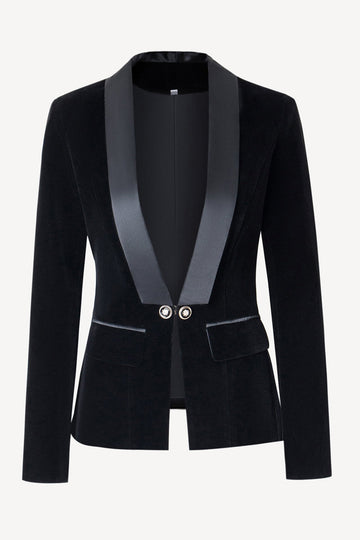 Chalet negro solapa terciopelo mujer blazer